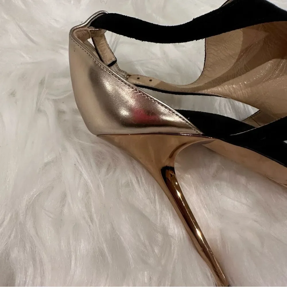 Jimmy Choo Tida Suede Cutout Sandals in Black Suede